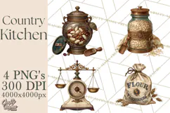 Vintage Farmhouse Kitchen Clipart PNG Product Image 1