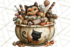 Vintage Halloween Clipart PNG, Halloween Retro Characters Product Image 4