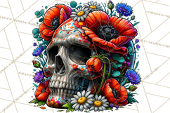 Floral Skull PNG Clipart, Spooky Gothic Halloween Png Product Image 2