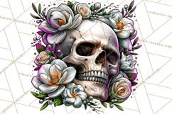 Floral Skull PNG Clipart, Spooky Gothic Halloween Png Product Image 5
