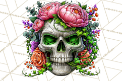Floral Skull PNG Clipart, Spooky Gothic Halloween Png Product Image 4