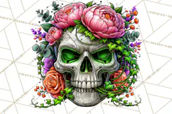 Floral Skull PNG Clipart, Spooky Gothic Halloween Png Product Image 4