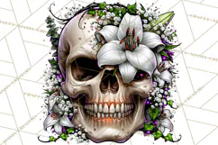 Floral Skull PNG Clipart, Spooky Gothic Halloween Png Product Image 5