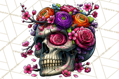 Floral Skull PNG Clipart, Spooky Gothic Halloween Png Product Image 3