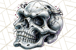 Floral Skull PNG Clipart, Spooky Gothic Halloween Png Product Image 4
