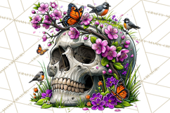 Floral Skull PNG Clipart, Spooky Gothic Halloween Png Product Image 3