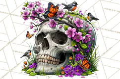 Floral Skull PNG Clipart, Spooky Gothic Halloween Png Product Image 3