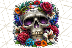 Floral Skull PNG Clipart, Spooky Gothic Halloween Png Product Image 4