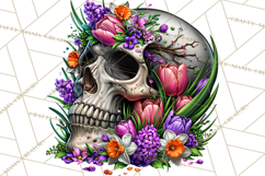 Floral Skull PNG Clipart, Spooky Gothic Halloween Png Product Image 3