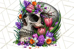 Floral Skull PNG Clipart, Spooky Gothic Halloween Png Product Image 3