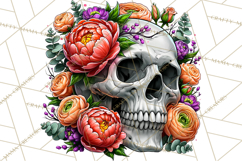 Floral Skull PNG Clipart, Spooky Gothic Halloween Png Product Image 5