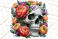 Floral Skull PNG Clipart, Spooky Gothic Halloween Png Product Image 5