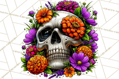 Floral Skull PNG Clipart, Spooky Gothic Halloween Png Product Image 4