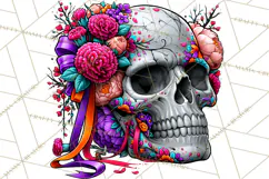 Floral Skull PNG Clipart, Spooky Gothic Halloween Png Product Image 2