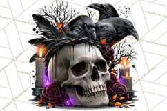 Floral Skull PNG Clipart, Spooky Gothic Halloween Png Product Image 5