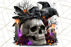 Floral Skull PNG Clipart, Spooky Gothic Halloween Png Product Image 5