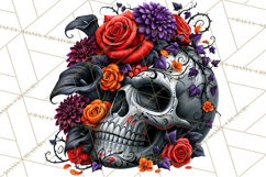 Floral Skull PNG Clipart, Spooky Gothic Halloween Png Product Image 5