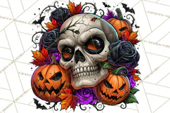 Floral Skull PNG Clipart, Spooky Gothic Halloween Png Product Image 3