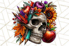 Floral Skull PNG Clipart, Spooky Gothic Halloween Png Product Image 3