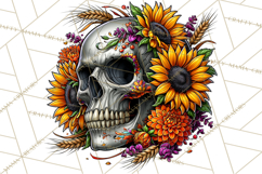 Floral Skull PNG Clipart, Spooky Gothic Halloween Png Product Image 2