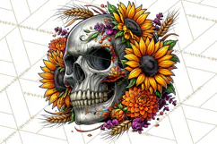 Floral Skull PNG Clipart, Spooky Gothic Halloween Png Product Image 2