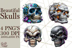 Floral Skull PNG Clipart, Spooky Gothic Halloween Png Product Image 1