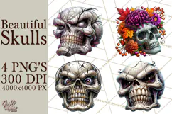 Floral Skull PNG Clipart, Spooky Gothic Halloween Png Product Image 1