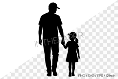 Father &amp; daughter walking hand in hand wearing baseball cap Product Image 1