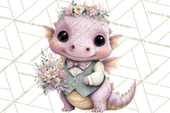 Easter Baby Dragon Clipart, Cute Pastel Spring Dragons Png Product Image 2