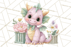 Easter Baby Dragon Clipart, Cute Pastel Spring Dragons Png Product Image 5