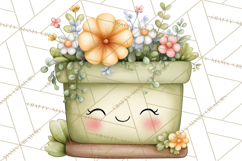 Spring Cozy Home Clipart, Cute Kawaii House Decor Icons PNG Product Image 2