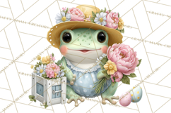 Easter Frogs in Fancy Fits, Cute Spring Clipart Png Product Image 5