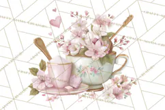Blossom Tea Party Clipart, Pastel Tea Party Png Product Image 4