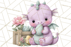 Easter Baby Dragon Clipart, Cute Pastel Spring Dragons Png Product Image 3