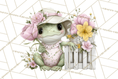 Easter Frogs in Fancy Fits, Cute Spring Clipart Png Product Image 5