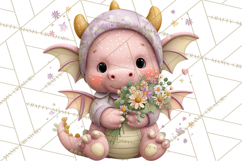 Easter Baby Dragon Clipart, Cute Pastel Spring Dragons Png Product Image 5