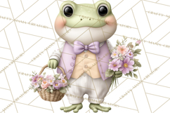 Easter Frogs in Fancy Fits, Cute Spring Clipart Png Product Image 3