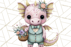 Easter Baby Dragon Clipart, Cute Pastel Spring Dragons Png Product Image 2
