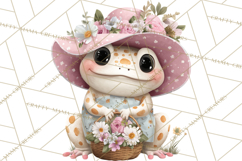 Easter Frogs in Fancy Fits, Cute Spring Clipart Png Product Image 2