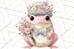 Easter Frogs in Fancy Fits, Cute Spring Clipart Png Product Image 5