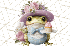 Easter Frogs in Fancy Fits, Cute Spring Clipart Png Product Image 5