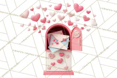 Love Letter Delivery Clipart, Valentine Mail Heart Envelopes Product Image 3