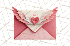 Love Letter Delivery Clipart, Valentine Mail Heart Envelopes Product Image 4