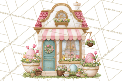 Easter Town Clipart, Pastel Easter Buildings, Bunny Shop Png Product Image 4