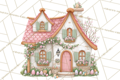 Easter Town Clipart, Pastel Easter Buildings, Bunny Shop Png Product Image 5