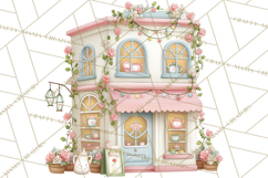 Easter Town Clipart, Pastel Easter Buildings, Bunny Shop Png Product Image 4
