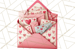Love Letter Delivery Clipart, Valentine Mail Heart Envelopes Product Image 5