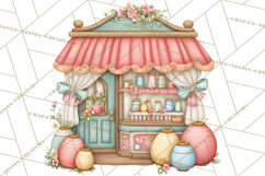 Easter Town Clipart, Pastel Easter Buildings, Bunny Shop Png Product Image 2