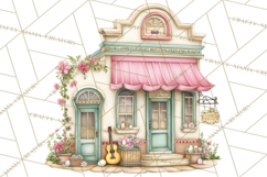 Easter Town Clipart, Pastel Easter Buildings, Bunny Shop Png Product Image 3