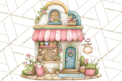 Easter Town Clipart, Pastel Easter Buildings, Bunny Shop Png Product Image 4